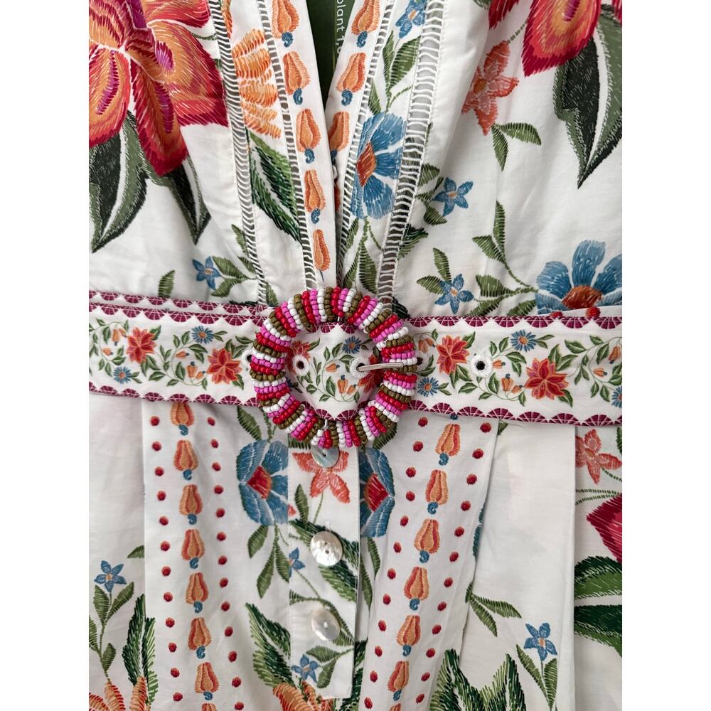 Farm Rio Floral Embroidered Belted Romper Size XS - Picture 4 of 8